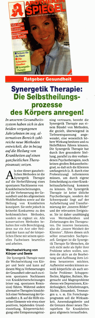 Apotheken-Spiegel �ber die Synergetik Therapie